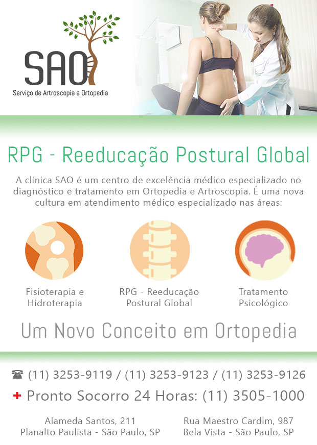 SAO Servio de Artroscopia e Ortopedia - RPG - Reeducao Postural Global no Ipiranga, So Paulo